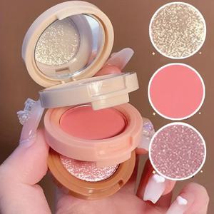 3-in-1 메이크업 팔레트, 매트 및 진주 같은 질감, 글리터 블러쉬 하이라이터, 컨투어링 3 레이어 팔레트
