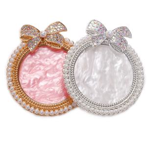 A71P 2Pcs 수지 네일 아트 팔레트 네일 아트 페인팅 혼합 색상 팔레트, 라인 석으로 장식 된 활 네일 아트 디스플레이 보드