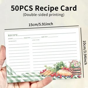 50pcs 크리 에이 티브 양면 얼룩 없음 Cardstock 빈 레시피 참고 카드, 가족 메뉴 및 기록 주방 정보 분류