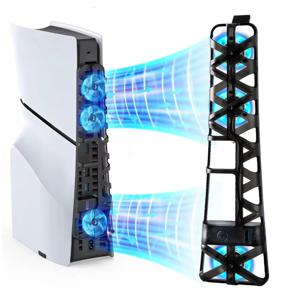 Playstation 5 슬림 디스크 및 디지털 에디션용 LED 조명이 있는 냉각 팬 PS5 슬림 액세서리용 냉각 시스템 쿨러 베이스