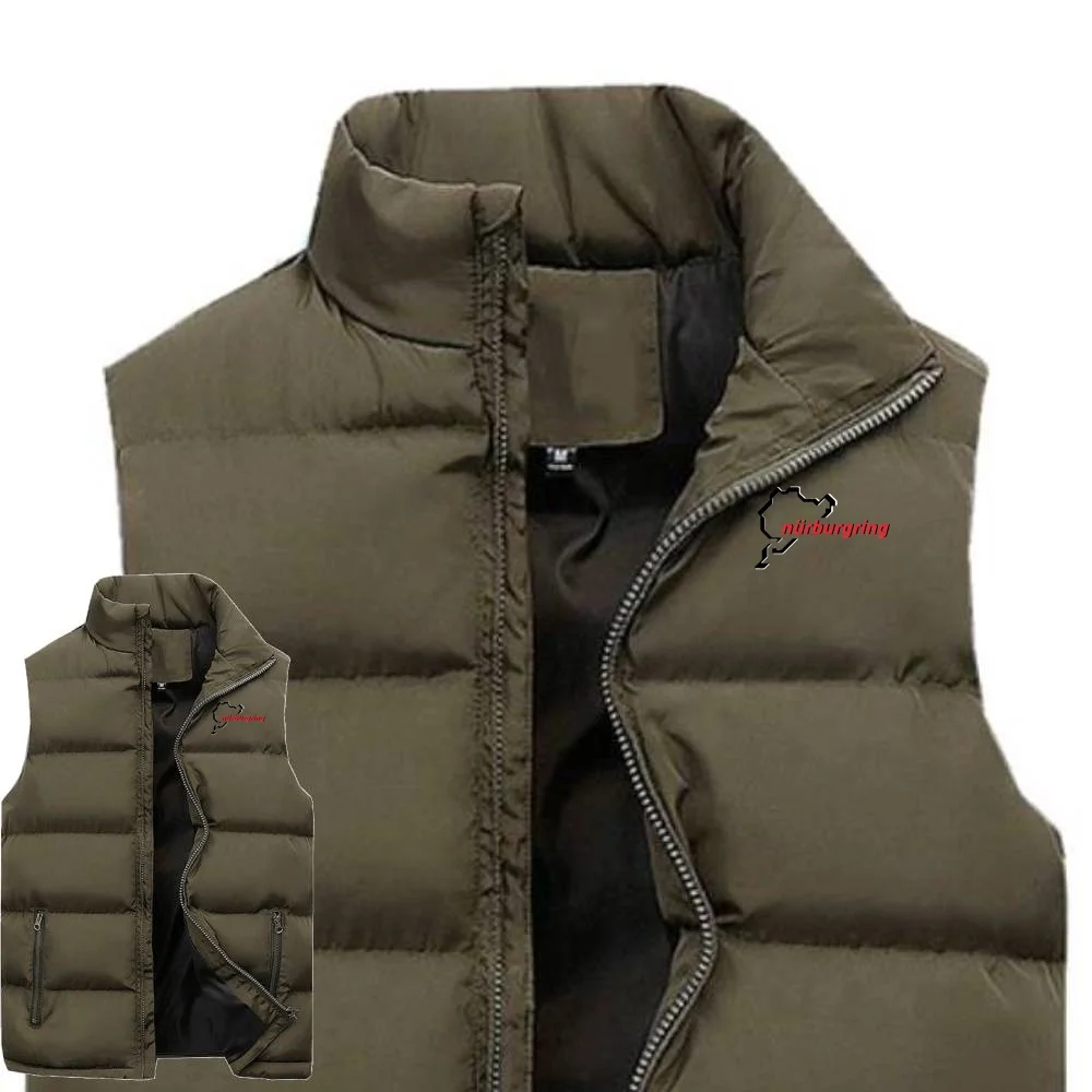 Nürburgring Race Track Mens 터틀넥 조끼 따뜻한 캐주얼 지퍼 솔리드 다운 깃털 양복 조끼 Gilet Men Jacket Sleeveless
