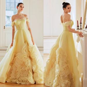 맞춤형 고품질 클래식 Organza Ruched A 라인 오프 숄더 롱 드레스 맞춤형 행사 드레스 현대적인 스타일 공식