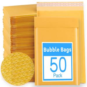 50-10Pack 크래프트 버블 메일러 자체 밀봉 종이 봉투 보관 포장용 방수 쿠션 패딩 폼 배송 가방