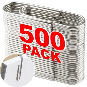 50-500PCS 스테인레스 스틸 종이 클립 녹슬지 않는 견고한 코팅 된 U 자형 종이 클립 학생 사무실 학교 문구 용품