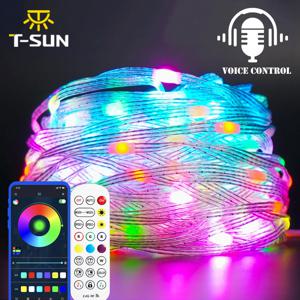 5M/10M/15M/20M/40M LED 문자열 빛 App 제어 갈 랜드 IP65 야외 요정 조명 크리스마스 휴일 파티 생일 장식