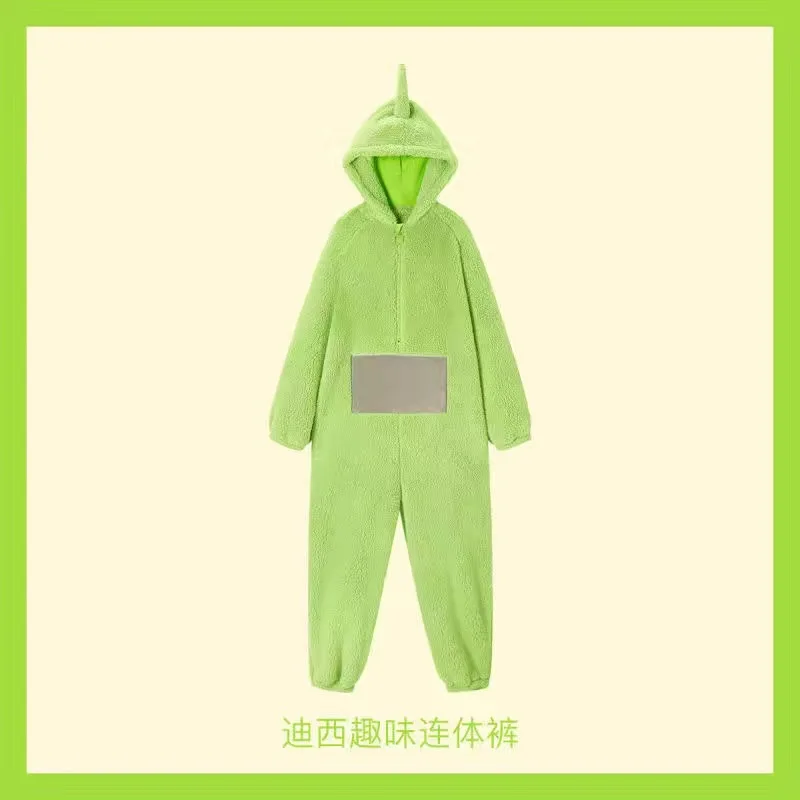 성인 어린이 Teletubbies 의상 부드러운 긴 소매 조각 잠옷 의상 Lala 홈 의류 코스프레 성인 unisex HomeWear