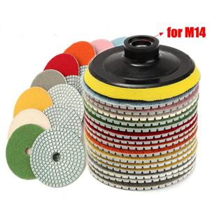 16pcs 4 인치 100mm 다이아몬드 연마 패드 키트 화강암 석재 콘크리트 대리석 연마 사용 연삭 디스크 세트에 대 한 습식/건식