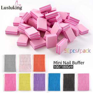 50pcs / Lot 양면 미니 네일 파일 블록 다채로운 스폰지 네일 버퍼 블록 네일 폴리싱 매니큐어 도구 100/180 그릿