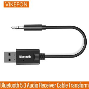 VIKEFON Bluetooth 5.0 오디오 수신기 케이블 변환 USB 수신기 동글 3.5mm AUX 잭 무선 자동차 음악 어댑터 케이블