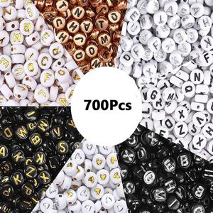 700pcs 7 색 라운드 편지 구슬 DIY 목걸이 팔찌 (7x4mm) 만들기 보석에 대 한 아크릴 알파벳 번호 구슬