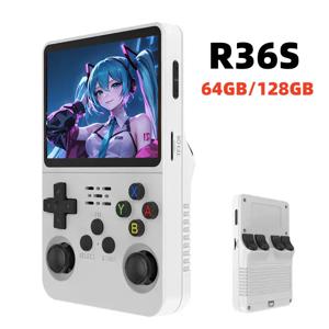 새로운 R36S 레트로 핸드 헬드 비디오 게임 콘솔 Linux 시스템 3.5 인치 IPS 스크린 미니 휴대용 핸드 헬드 비디오 플레이어 64GB 15000 게임