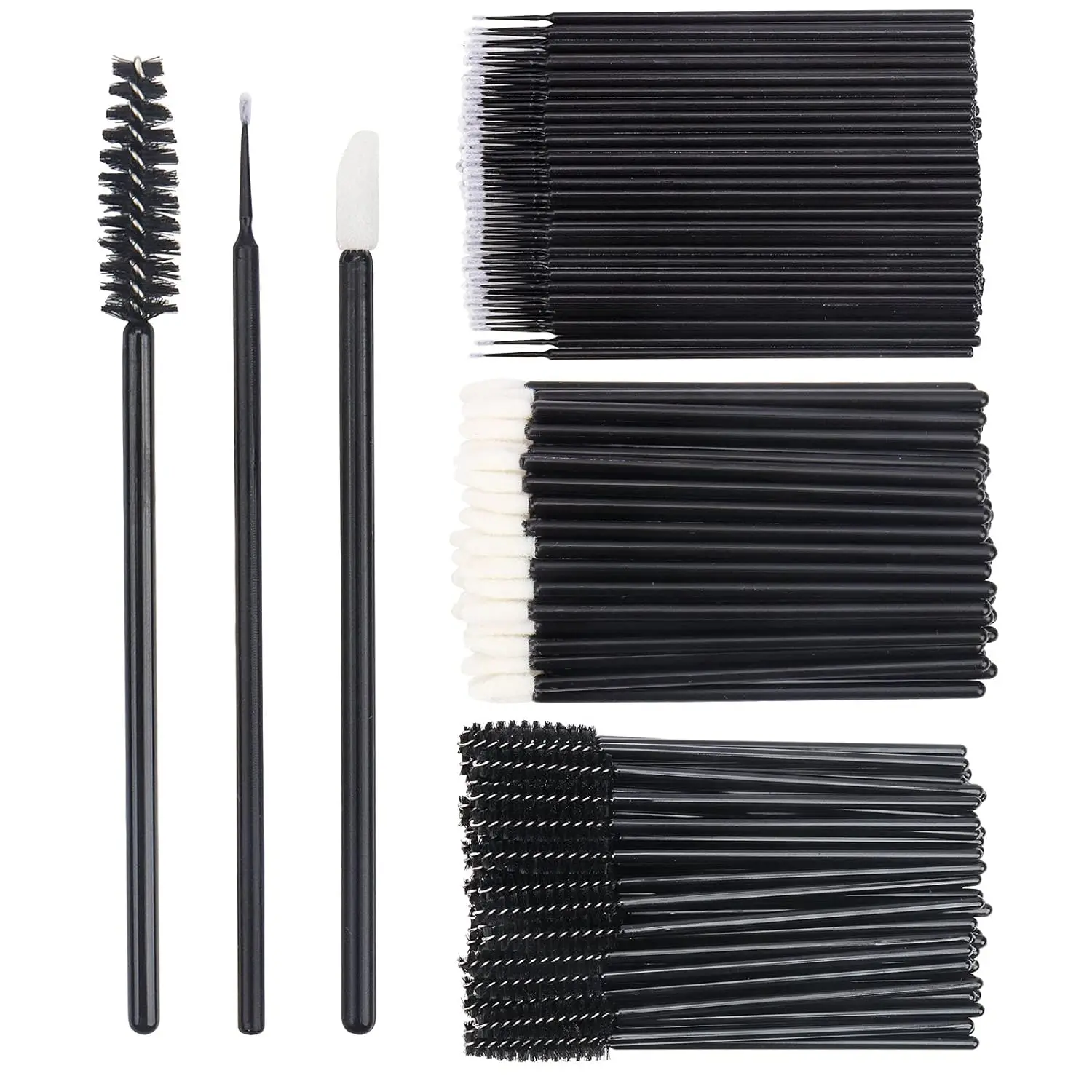 200pcs 속눈썹 연장 특수 속눈썹 제거 브러시 마이크로 브러시 속눈썹 브러시 속눈썹 연장 도구 용 립 라인 코튼 브러쉬
