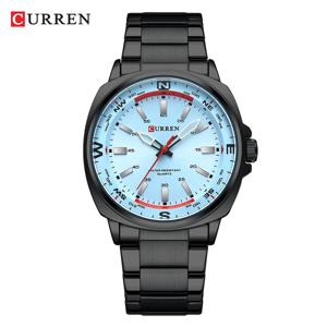 CURREN 8455 남성 쿼츠 시계 레저 비즈니스 패션 블랙 은빛 아날로그 디스플레이 스테인레스 스틸 스트랩 남성 선물