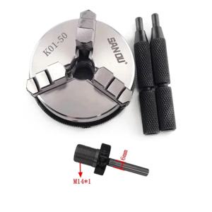 Sanou K01-50 선반 척 3 턱, M14 * 1 K01 50 미니 DIY 금속 목재 선반 도구 연결로드