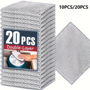 20-5pcs 두꺼운 강철 와이어 청소 천 비 스크래치 더블 레이어 철 마이크로 화이버 메쉬 Dishrag 세척 냄비 넝마 주방 타월