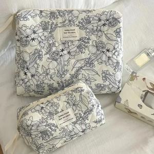 도매 빈티지 꽃 여성 화장품 가방 휴대용 지퍼 메이크업 여행 주최자 여성 핸드백 세면 용품 보관 주머니