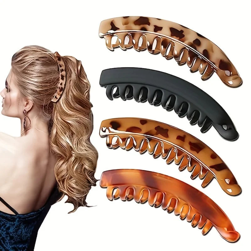 1/2PC 매트 바나나 헤어 클립 물고기 모양의 포니 테일 머리띠 여성용 헤어 액세서리 HairgripsTwist Clamp Barrettes Headwear