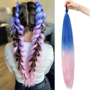 26 인치 합성 옹 브르 고온 섬유 탄성 밴드 포니 테일 헤어 익스텐션 DIY 트위스트 브레이드 헤어 액세서리 여성용