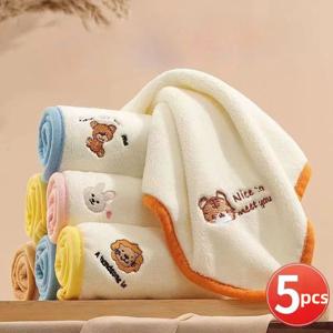5pcs 아기 수건 세트 신생아 항목에 대 한 부드러운 피부 친화적인 침 수건 산호 양 흡수성 아기 사각형 얼굴 수건 25x25cm