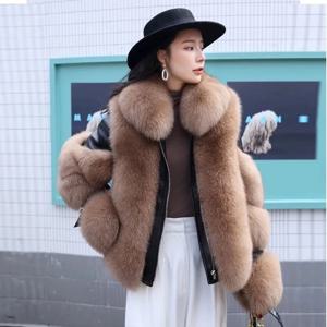 가을 겨울 새로운 가짜 모피 여우 모피 자켓 여성 오버코트 패션 느슨한 짧은 오토바이 의류 플러스 코튼 따뜻한 파카 코트