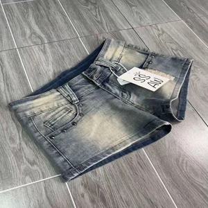HOUZHOU 빈티지 Y2k 데님 반바지 여성 섹시한 블루 고딕 로우 허리 반바지 여성 펑크 레트로 여름 streetwear 짧은 청바지 슬림 업