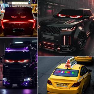 새로운 1-2PCS 악마의 눈 LED 스크린 라이트 USB 플러그인 DIY App 제어 RGB LED 자동차 매트릭스 패널 자동차 앞 유리에 대 한 유연한 디스플레이