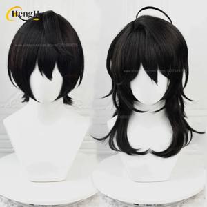 재고 있음 게임 ES 사쿠마 레이 사쿠마 리츠 합성 헤어 30cm/45cm 블랙 가발 내열성 헤어 할로윈 코스프레 애니메이션 가발