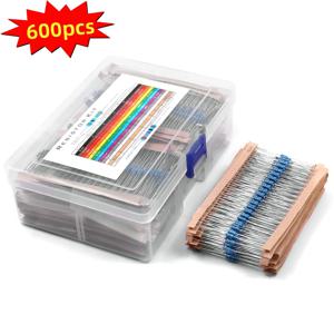 600pcs 1% 저항기 세트 저항 1/4W 금속 필름 저항기 키트 10Ohm ~1M 옴 30값 전자 부품 키트