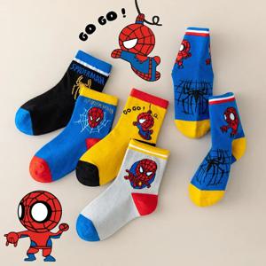 5 쌍 MARVEL 스파이더 맨 어린이 양말 Kawaii 소프트 애니메이션 양말 어린이 소년 양말 MiddleTube 만화 아기 양말 1-12 Y
