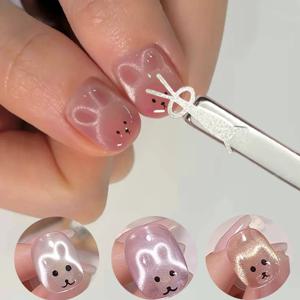 2/4/5개 사랑스러운 토끼 곰 모양 캣아이 자석 세트 접이식 귀 토끼 모양 아이언 시트 네일용 UV 젤 폴리쉬 매니큐어 마그네틱 도구 *