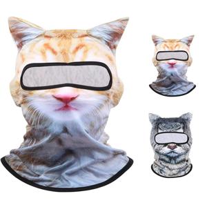귀가 있는 3D 고양이 동물 스키 발라클라바 스키 마스크, 음악 축제, 레이브, 스키, 할로윈 또는 파티 야외에 적합
