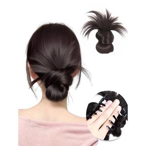 쉽게 묶을 수 있는 여성용 메시 헤어 번, 클립형 메시 번 가발, 스트레이트 헤어 익스텐션, 합성 클로 메시 헤어 번