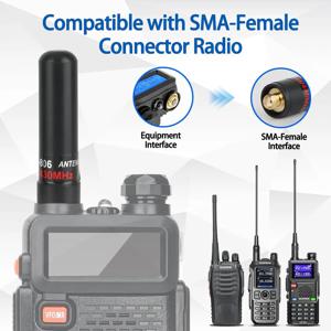 ABBREE AR-806 미니 안테나 SMA-여성 듀얼 밴드 고이득 UHF VHF Baofeng UV-21 UV-5RH BF-888S QUANSHENG UV-K5Two Way Radio