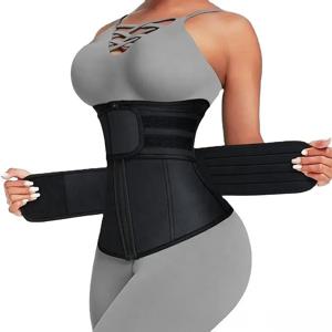 여성용 허리 트레이너 더블 벨트 요추 지지대 조절 가능한 지퍼 핫 요가 땀 슬리밍 산후 Shapewear 멀티 사이즈
