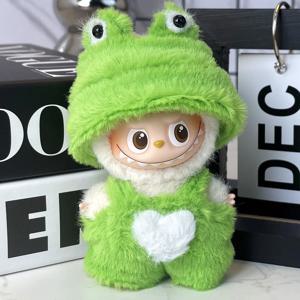 【인형 없음】귀여운 녹색 개구리 의상 세트 미니 라부부 4.0 패션 점프수트 인형 의류 모자 액세서리