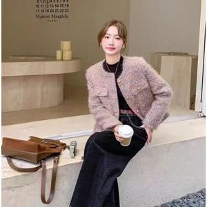2025년 신상 가을 두꺼운 여성용 숏 아우터웨어 프래그런스 스타일 여성스러운 고급 폴리에스터 섬유 여성 재킷