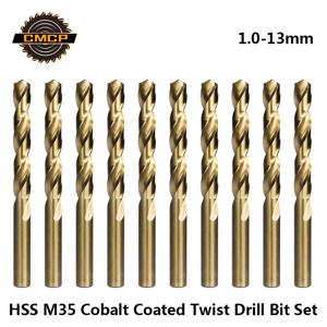 CMCP 1.0-13mm 코발트 코팅 트위스트 드릴 비트 세트 목재/금속 구멍 커터 전동 공구 용 HSS M35 건 드릴 비트