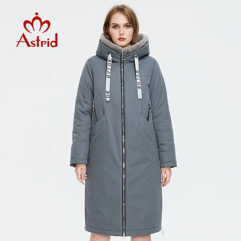 Astrid-캐주얼 후드 모피 밍크 다운 파카 여성용, 미니멀 스타일 코트, 플러스 사이즈 파카, 겨울, 10089