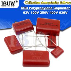 10PCS 63V 100V 250V 400V 630V CBB 폴리프로필렌 필름 커패시터 100PF 220PF 470PF 10NF 1UF 22NF 100NF 220NF 330NF 470NF 680NF