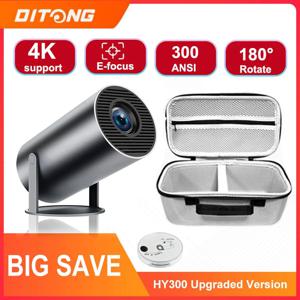 디통 HY300 플러스 HD 프로젝터 휴대용 4K 프로젝터 안드로이드 LED 비디오 홈 시어터 시네마 폰 미니 프로젝터 영화 HY300 프로