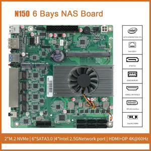 N150/i3-N305 NAS 보드 DDR5 메인보드 4개 Intel i226-V 2.5G 2개 M.2 NVMe 6개 SATA3.0 HDMI2.0 DP 미니 ITX 보드 PCIE 17X17CM 포함