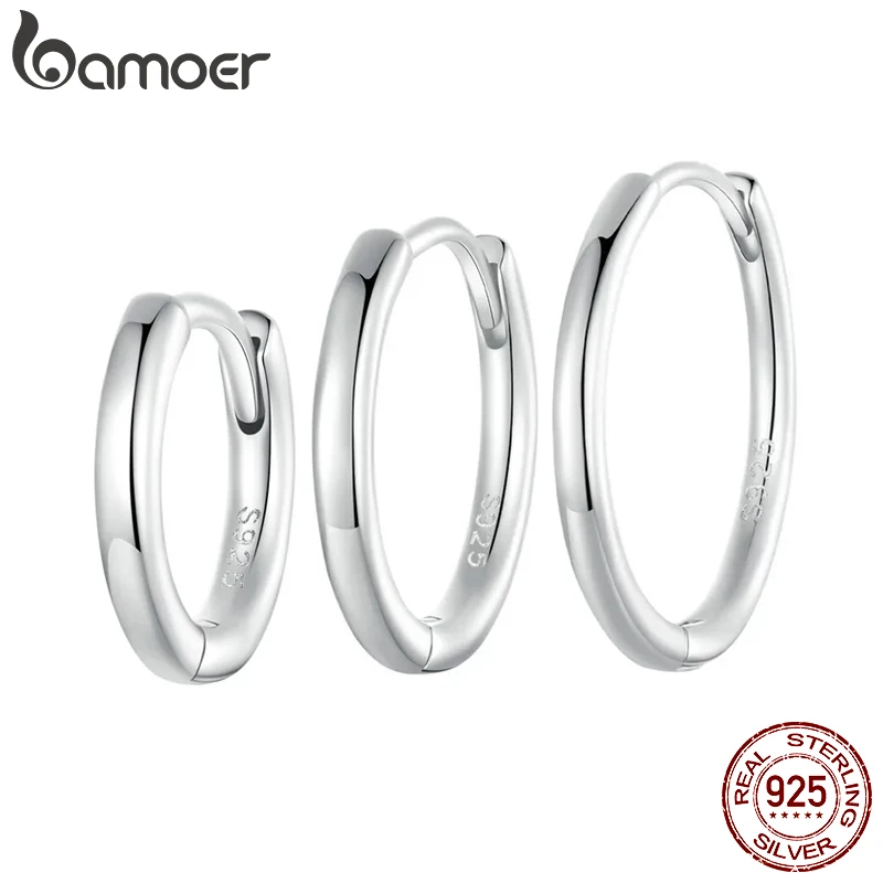 BAMOER 925 스털링 실버 미니멀리스트 후프 귀걸이, 18K 금 도금 연골 피어싱 데일리 귀걸이 여성용 이어 커프