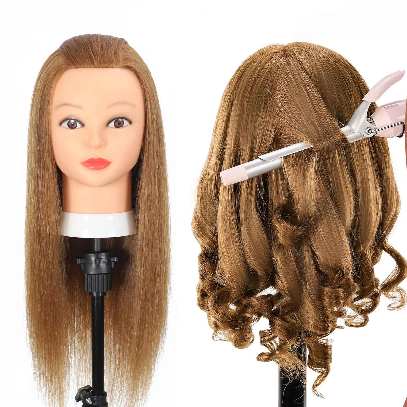 100% 진짜 머리 마네킹 머리 인간의 머리카락 미용사 미용술 마네킹 Manikin 훈련 연습 스타일링 인형 머리