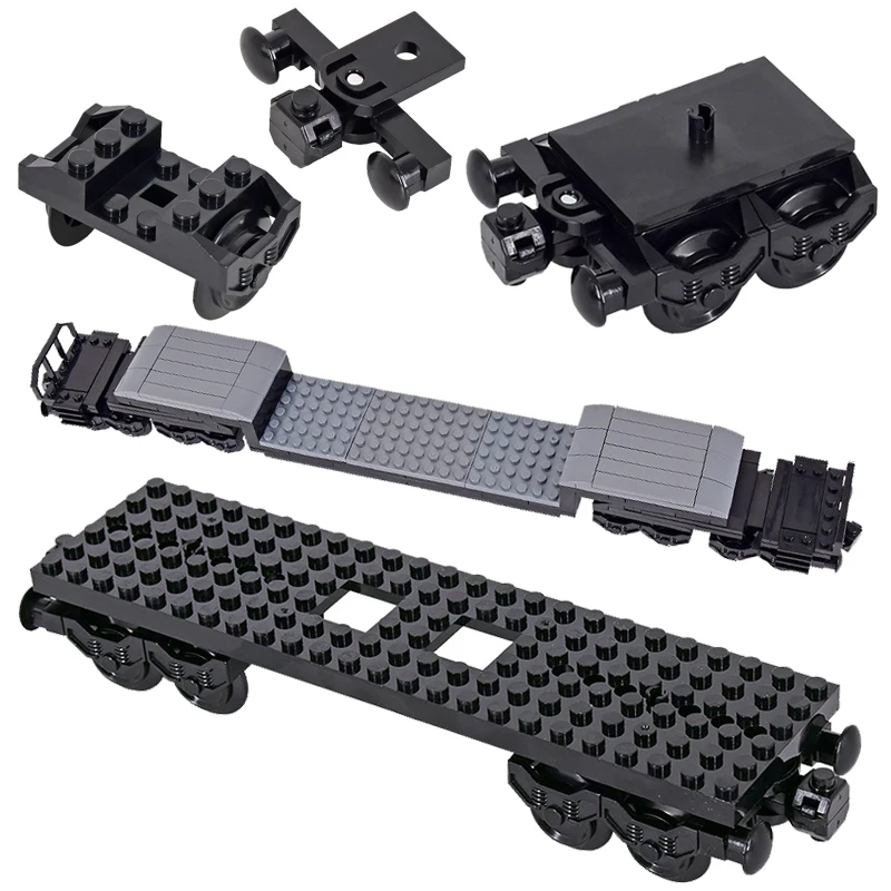 MOC 도시 크리 에이 티브 아이디어 기차 기본 휠 캐리지 빌딩 블록 벽돌 조립 어린이를위한 DIY 장난감 크리스마스 선물