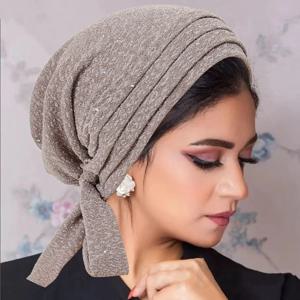 새로운 트렌디 롱 테일 스트랩 Hijab Turban 모자 이슬람 솔리드 컬러 헤드 랩 여성용 탄성 통기성 Chemo Cap Girls Turbante