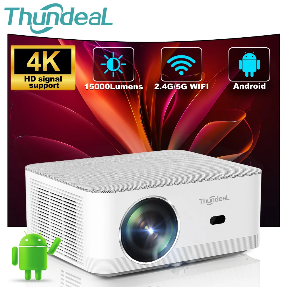 ThundeaL 휴대용 미니 프로젝터, FHD 1080P 풀 HD 빔, 4K 비디오, 와이파이, 안드로이드 프로젝터, TD92 프로, 3D 영화, 홈 시어터
