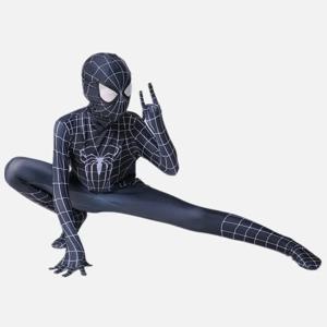 할로윈 소년 3D 블랙 스파이더 맨 마스크 의상 스판덱스 의상 슈퍼 히어로 럭셔리 바디 슈트 휴일 선물