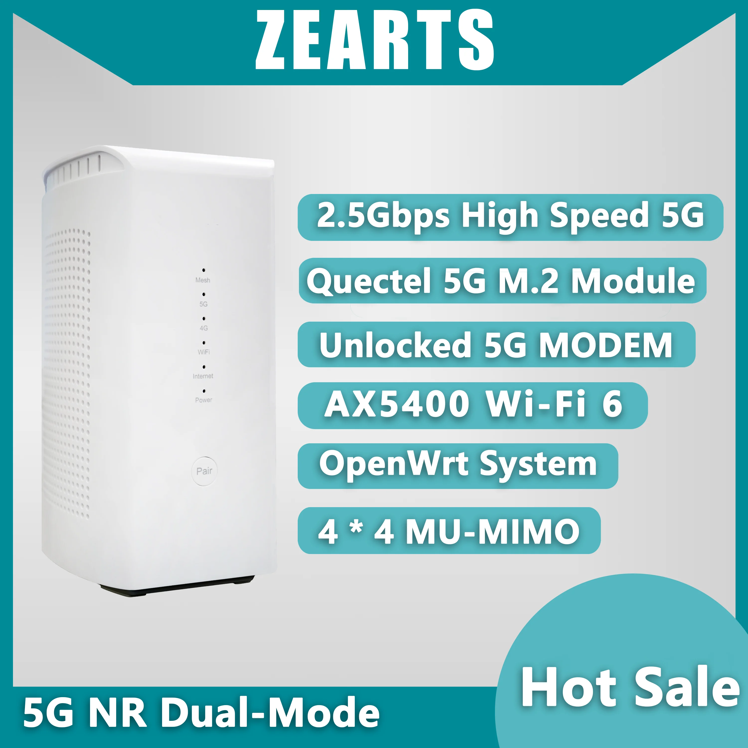 잠금 해제된 5G 모뎀 D50 5G Wi-Fi 6 AX5400 RM500Q OPENWRT 홈 라우터 LTE N1 N28 N41 N78 CPE SA/NSA ZEARTS AW1000 다음