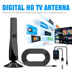 울트라 HD 디지털 TV 안테나 4K/1080P, 25DBI 신호 부스터 내장, 50마일 범위 실내/실외 안테나, 향상된 신호 수신 기능
