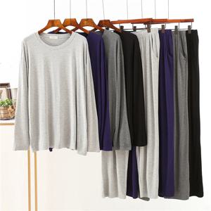 모달 코튼 잠옷 정장 남성 봄 가을 긴팔 청소년 중년 루즈 피트 플러스 사이즈 Loungewear 얇은 잠옷 남성
